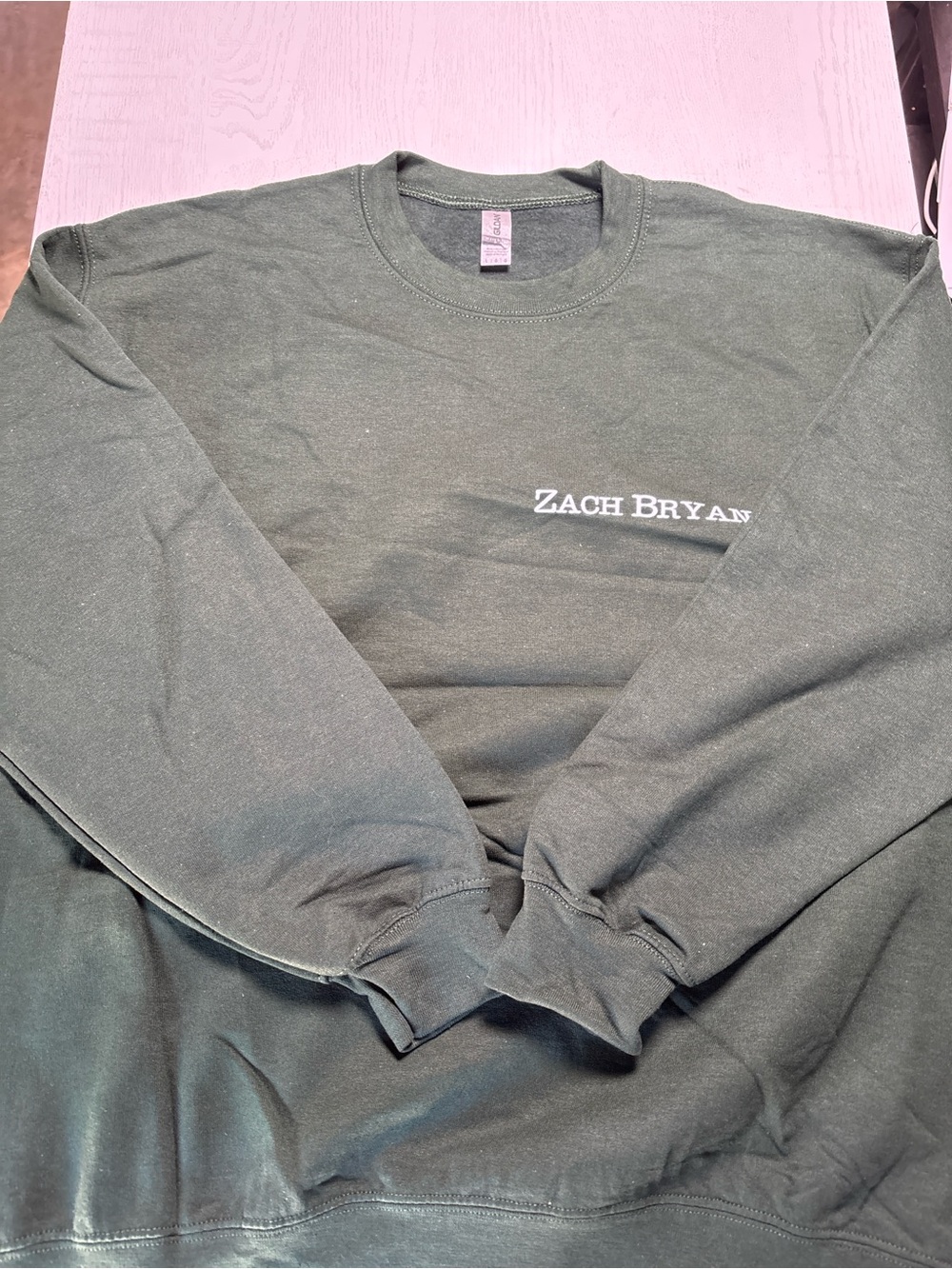 Gildan Olive Green Zach Bryan Crewneck Sweatshirt